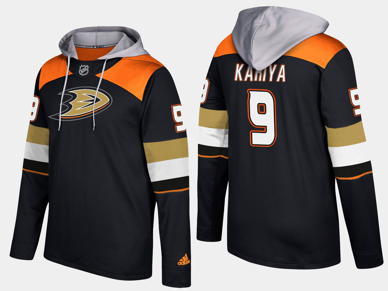 Men NHL Anaheim ducks #9 retired paul kariya black hoodie->anaheim ducks->NHL Jersey
